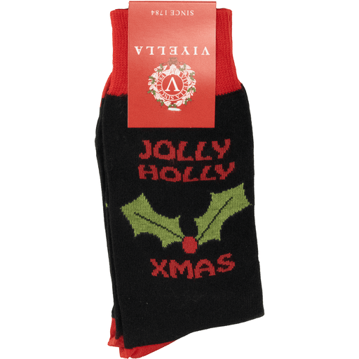 Viyella | Jolly Holly Novelty Sock - Black | Sock size: 6 to 11