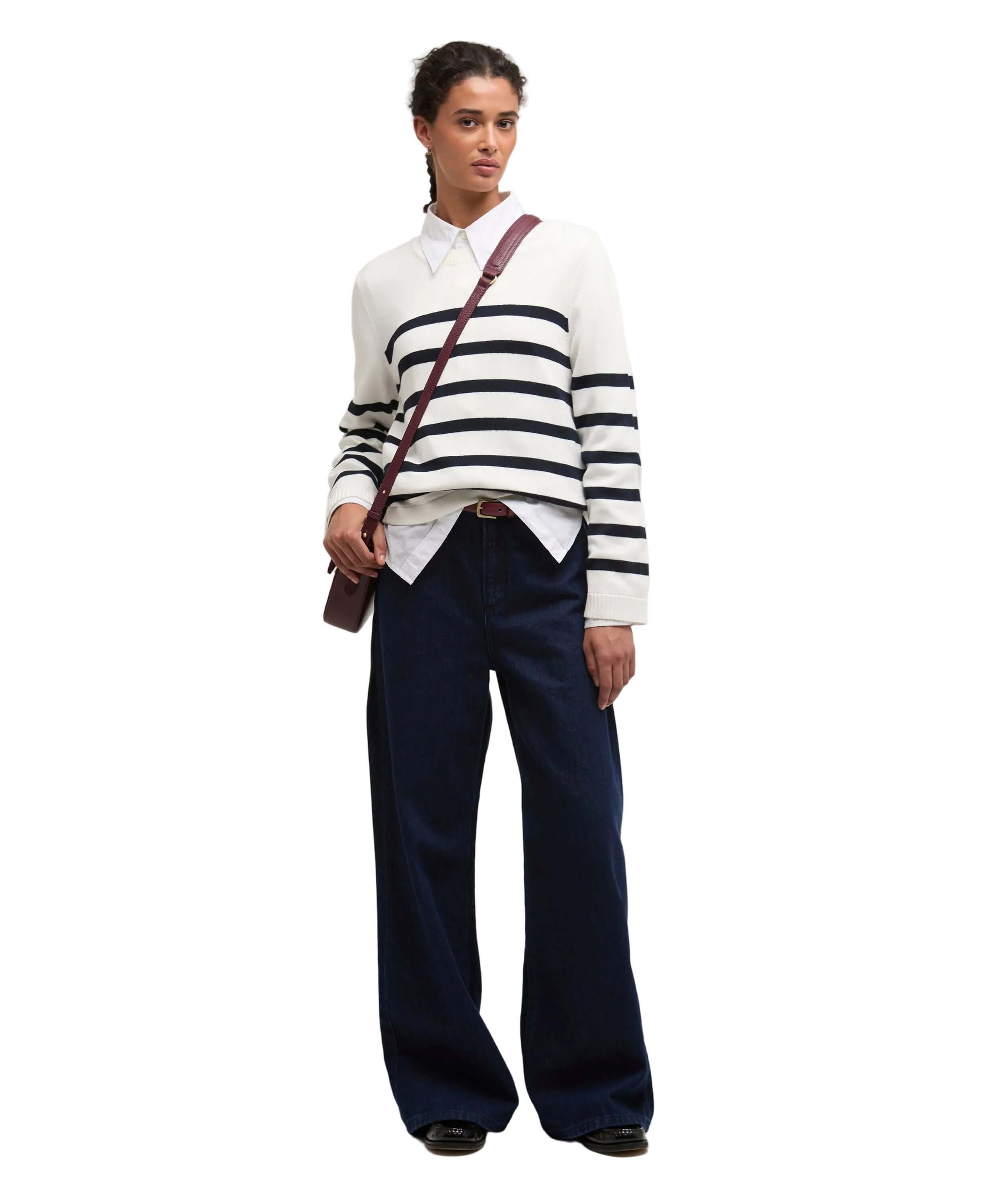 Barbour Fern striped crew neck jumper
