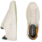 Ambitious Anopolis leather trainers in Stone and Bottle, upper detail