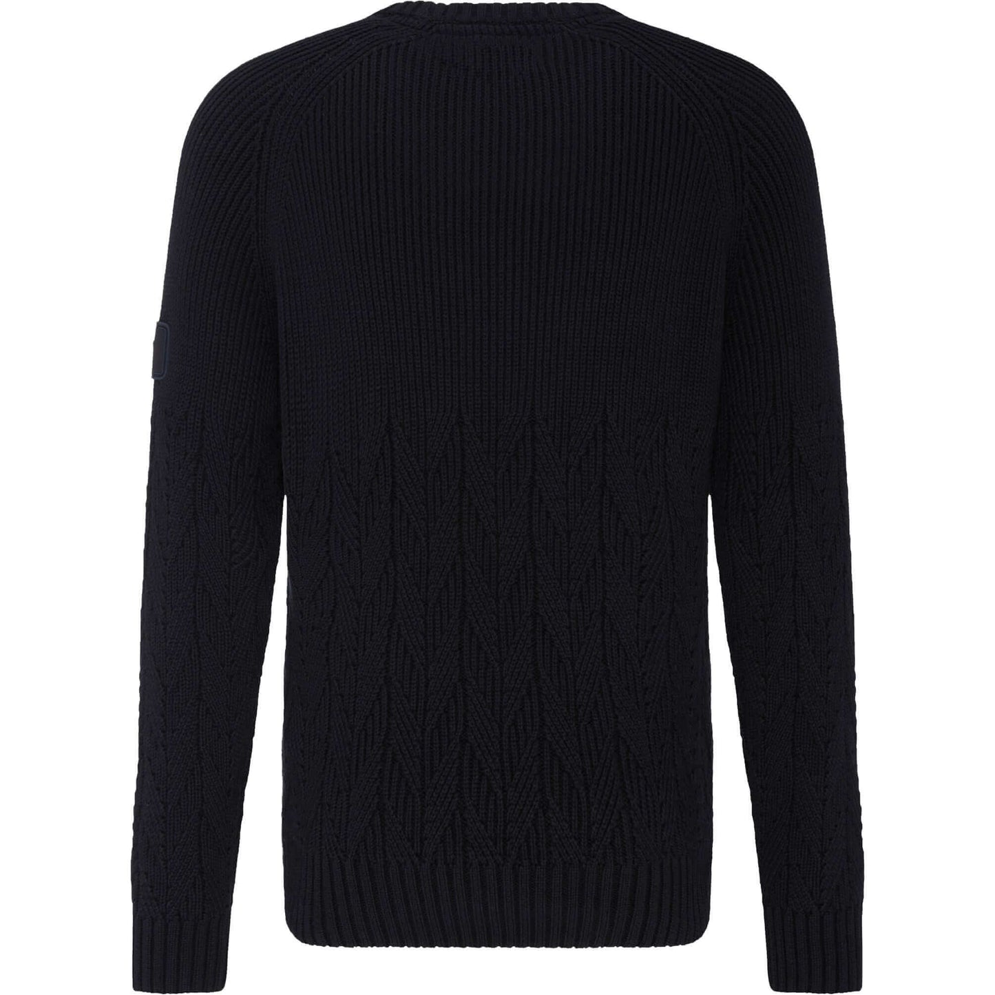 Fynch Hatton - Textured Rib Crew Cotton Neck Pullover - Colour: Blue