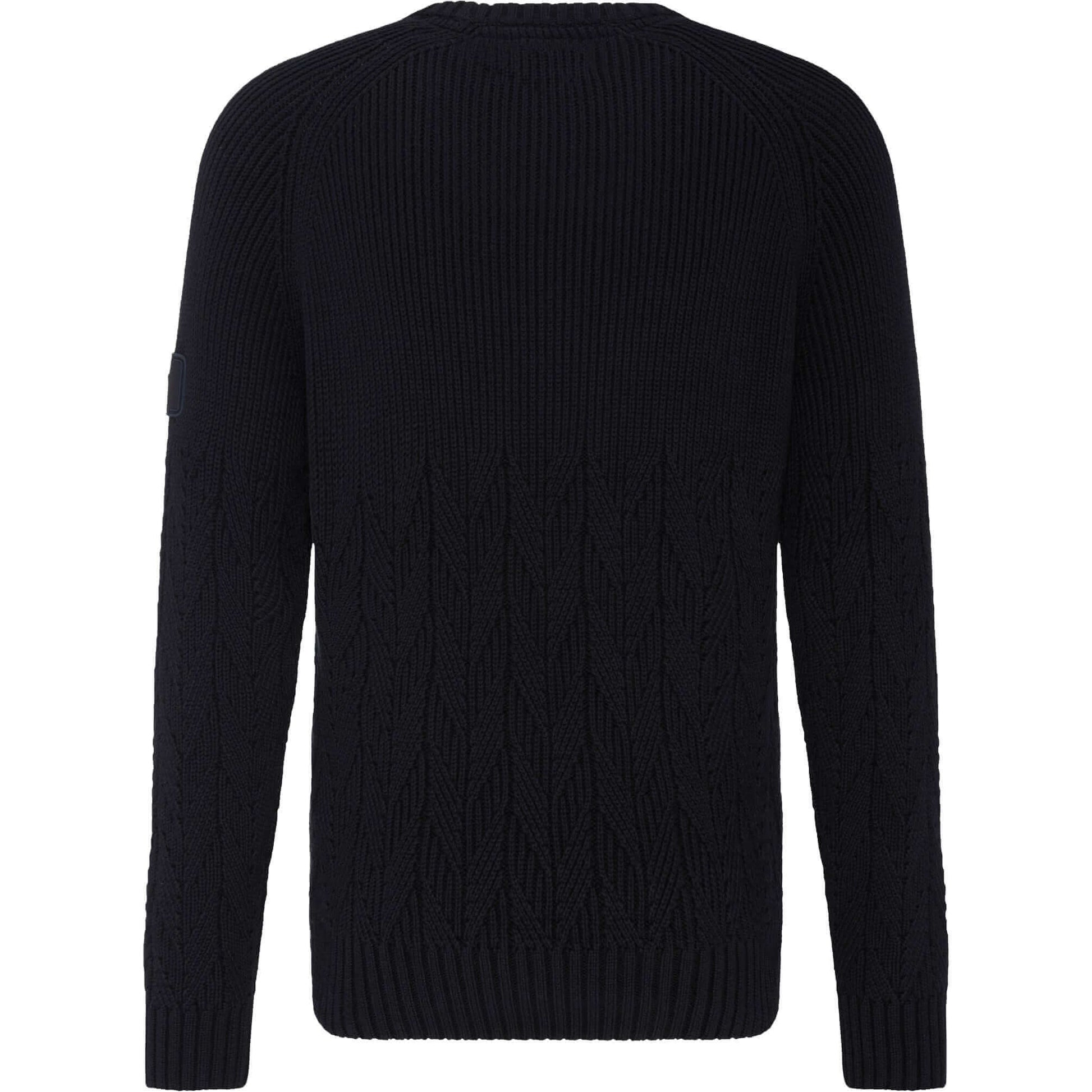 Fynch Hatton - Textured Rib Crew Cotton Neck Pullover - Colour: Blue