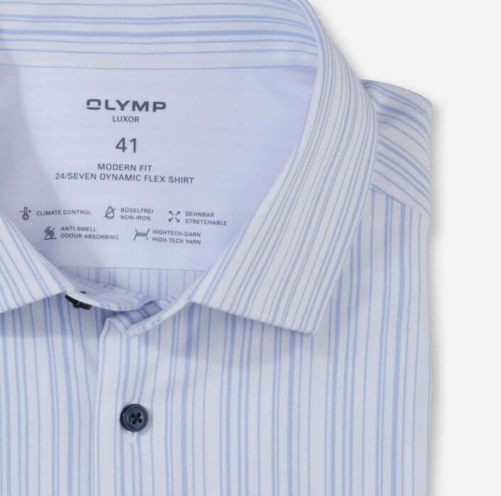 Olymp - Luxor 24/SEVEN Stripe Shirt - Colour: Blue/White