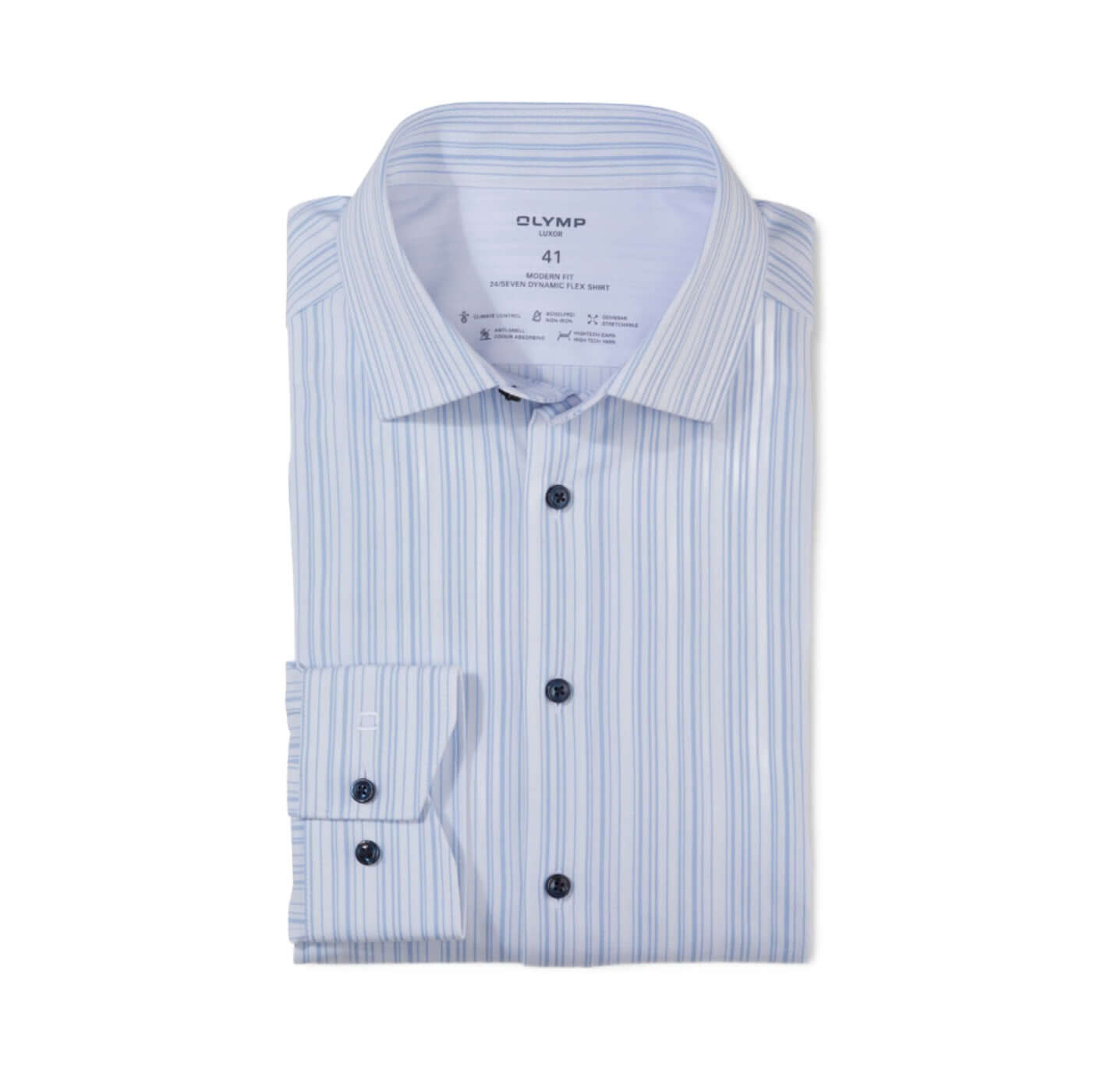 Olymp - Luxor 24/SEVEN Stripe Shirt - Colour: Blue/White