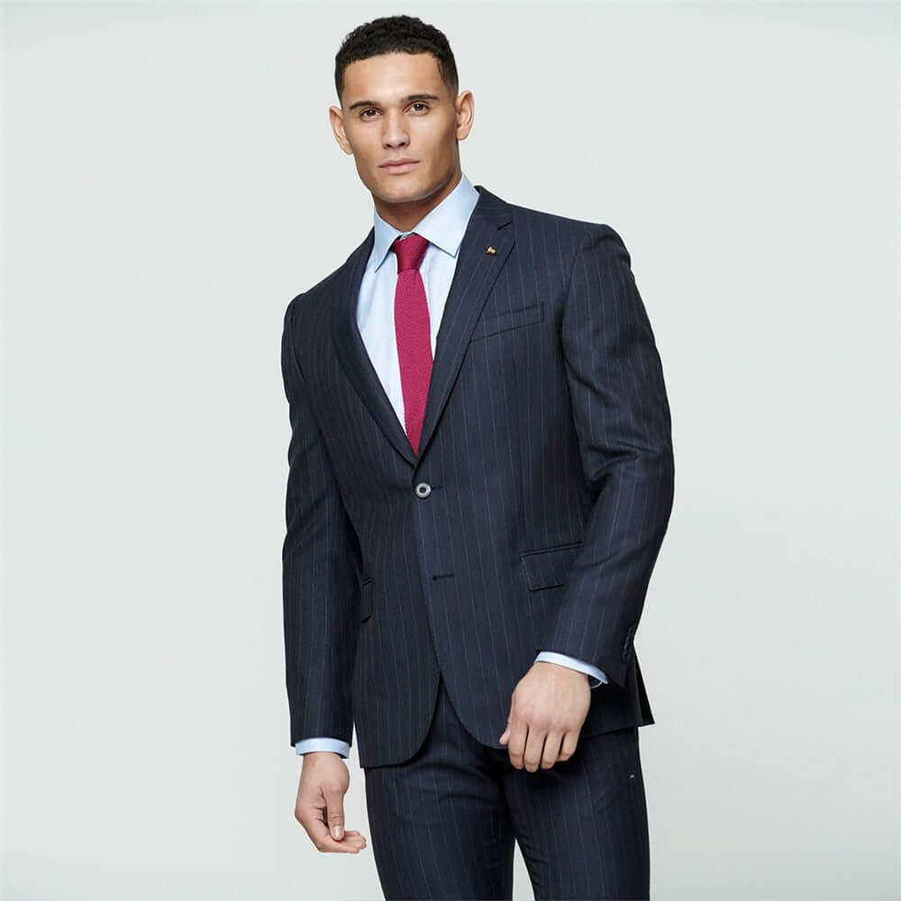 Magee - Mix & Match Pinstripe Wool Suit Trousers - Colour: Navy Pinstripe