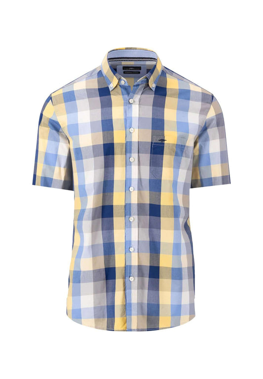 Fynch Hatton - Short Sleeve Checked Shirt - Colour: Pineapple