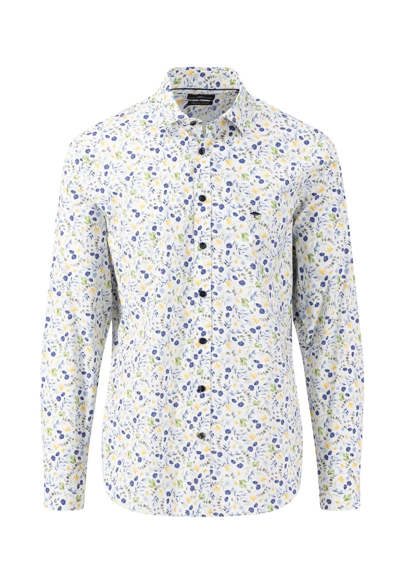 Fynch Hatton - Button Down Print Shirt - Colour: Blue/Yellow