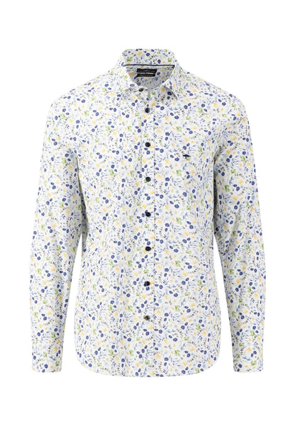 Fynch Hatton - Button Down Print Shirt - Colour: Blue/Yellow