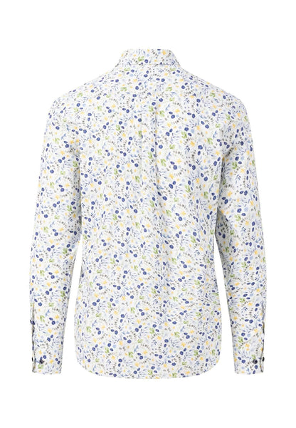 Fynch Hatton - Button Down Print Shirt - Colour: Blue/Yellow