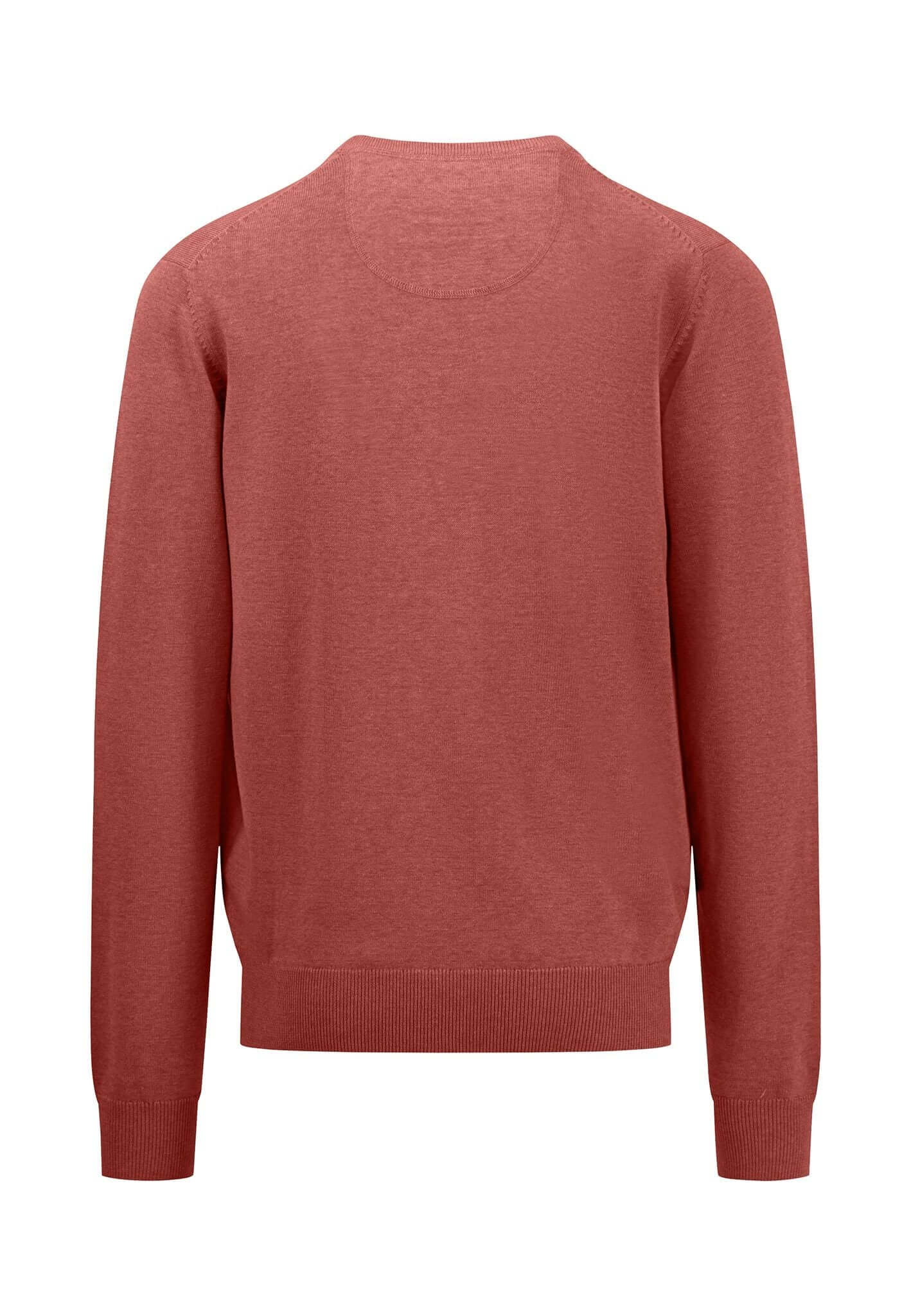 Fynch Hatton - V Neck Cotton Pullover - Colour: Orient Red