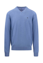Fynch Hatton - V Neck Cotton Pullover - Colour: Crystal Blue