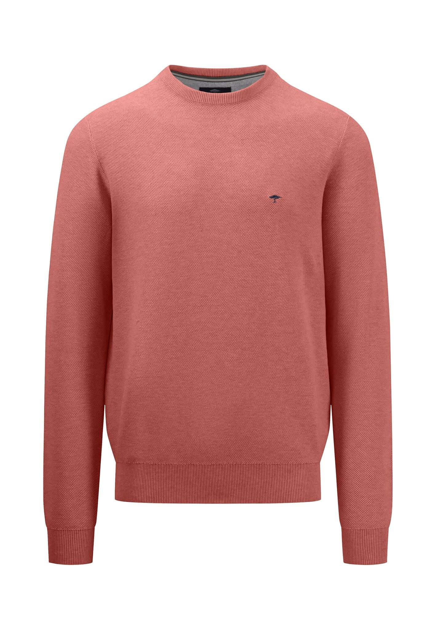 Fynch Hatton - Crew Neck Cotton Texture Pullover - Colour: Orient Red