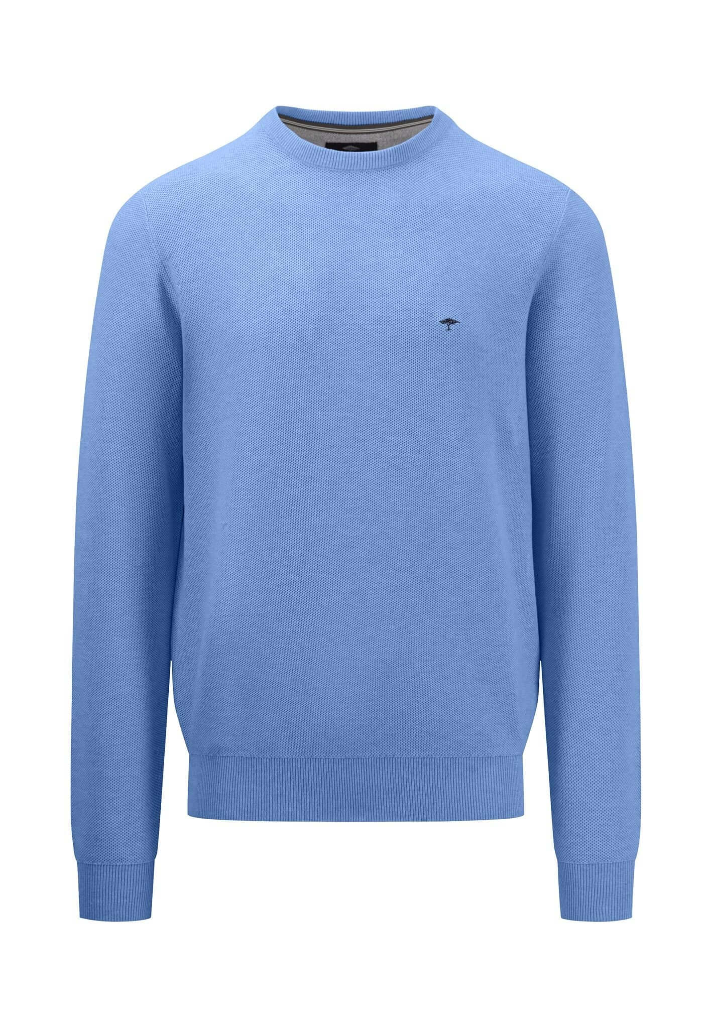 Fynch Hatton - Crew Neck Cotton Texture Pullover - Colour: Crystal Blue