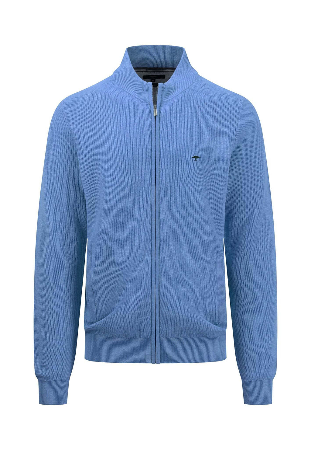 Fynch Hatton - Full Zip Pullover Cotton Structure - Colour: Crystal Blue