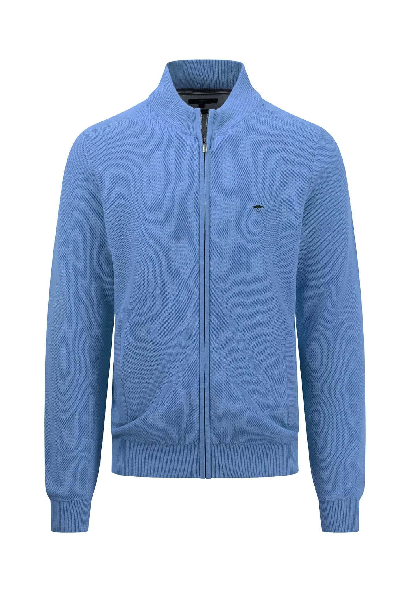 Fynch Hatton - Full Zip Pullover Cotton Structure - Colour: Crystal Blue
