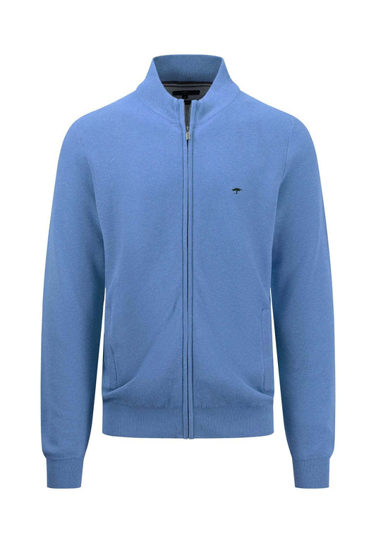 Fynch Hatton - Full Zip Pullover Cotton Structure - Colour: Crystal Blue