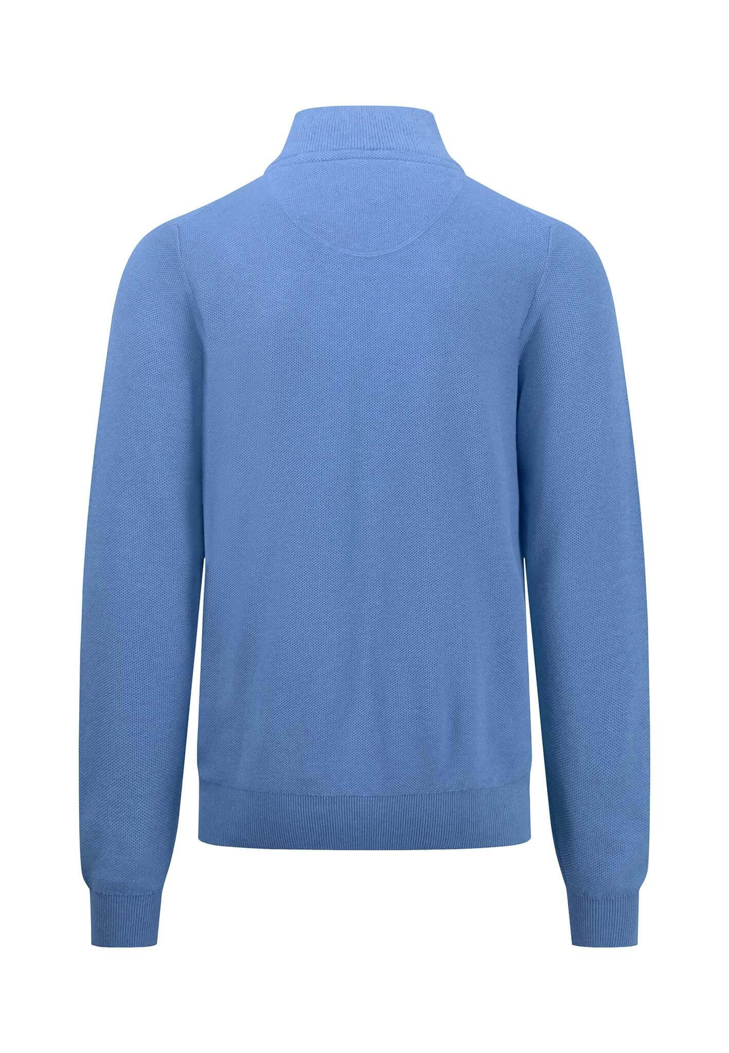 Fynch Hatton - Full Zip Pullover Cotton Structure - Colour: Crystal Blue
