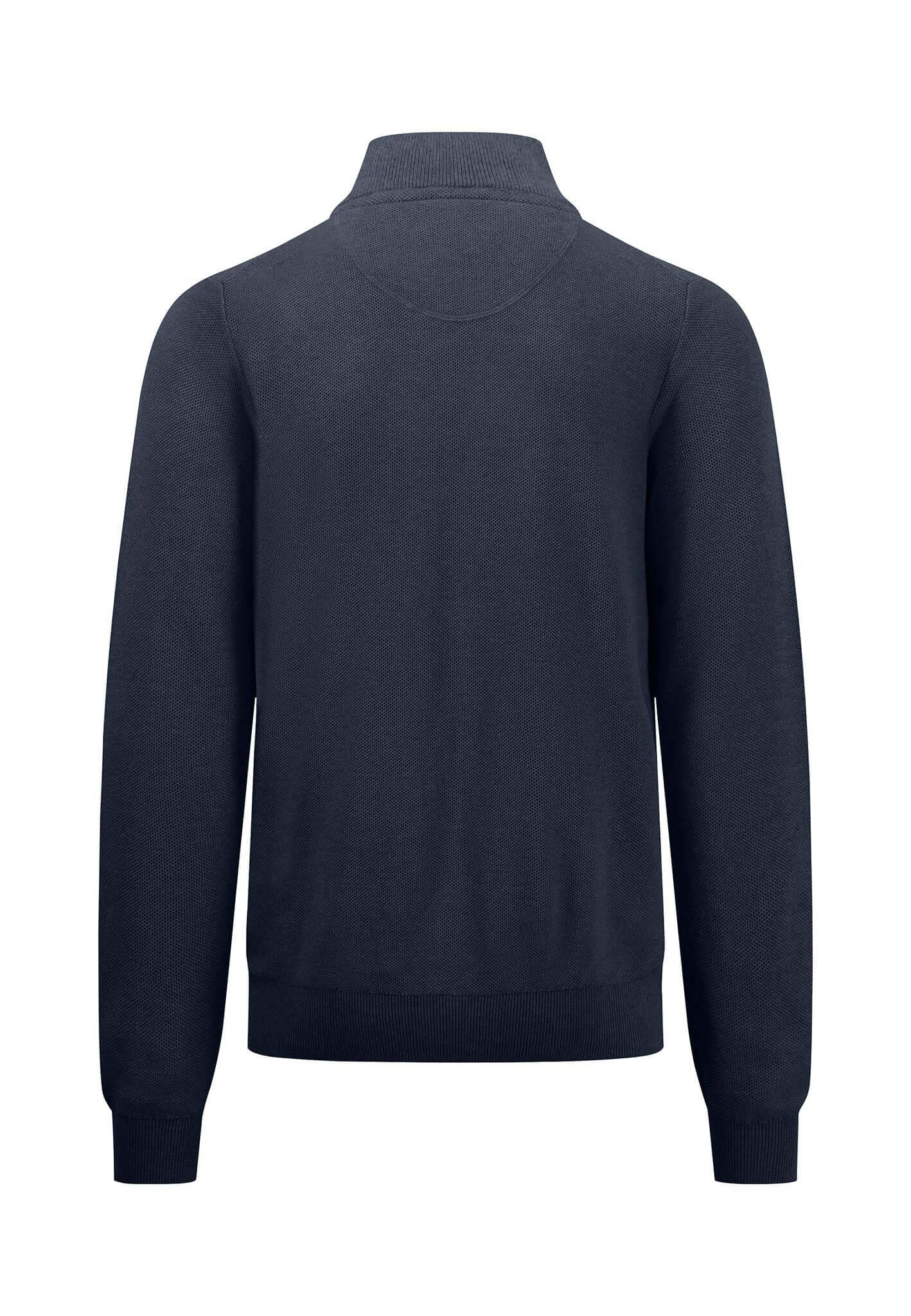 Fynch Hatton - Full Zip Pullover Cotton Structure - Colour: Crystal Blue