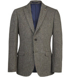 Magee Clady Donegal Tweed Blazer in grey herringbone, made in Ireland