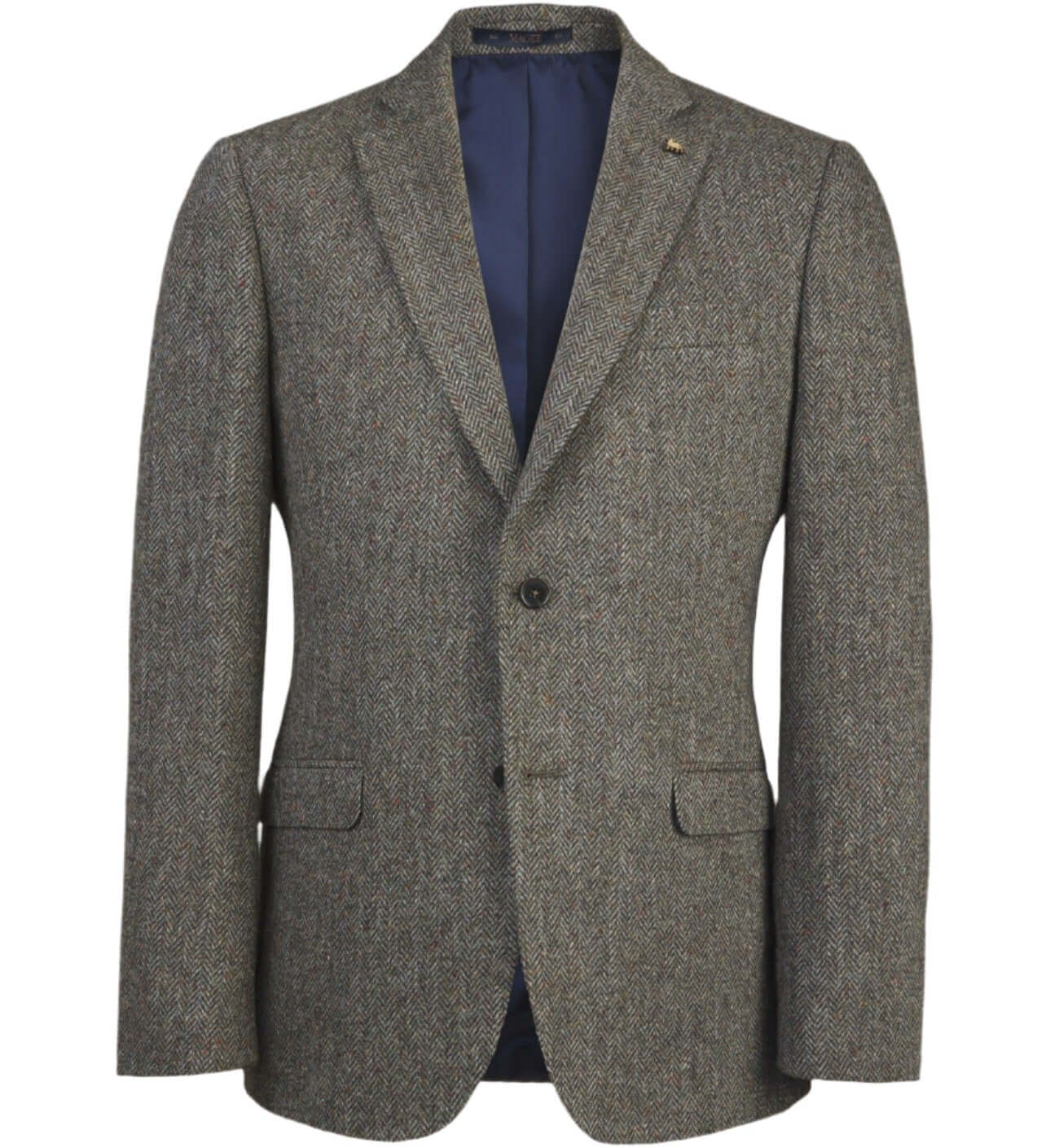 Magee Clady Donegal Tweed Blazer in grey herringbone, made in Ireland