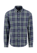 Fynch-Hatton Twill Check Button-Down Shirt in navy and green, front view