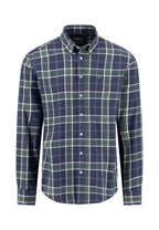 Fynch-Hatton Twill Check Button-Down Shirt in navy and green, front view
