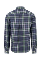 Fynch-Hatton Twill Check Button-Down Shirt in navy and green, back view