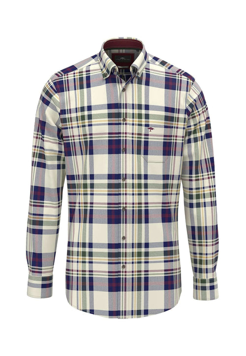 Fynch-Hatton Button Down Check Shirt in Merlot Check – front view