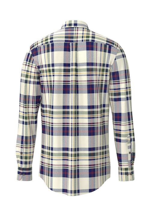 Fynch-Hatton Button Down Check Shirt in Merlot Check – back view