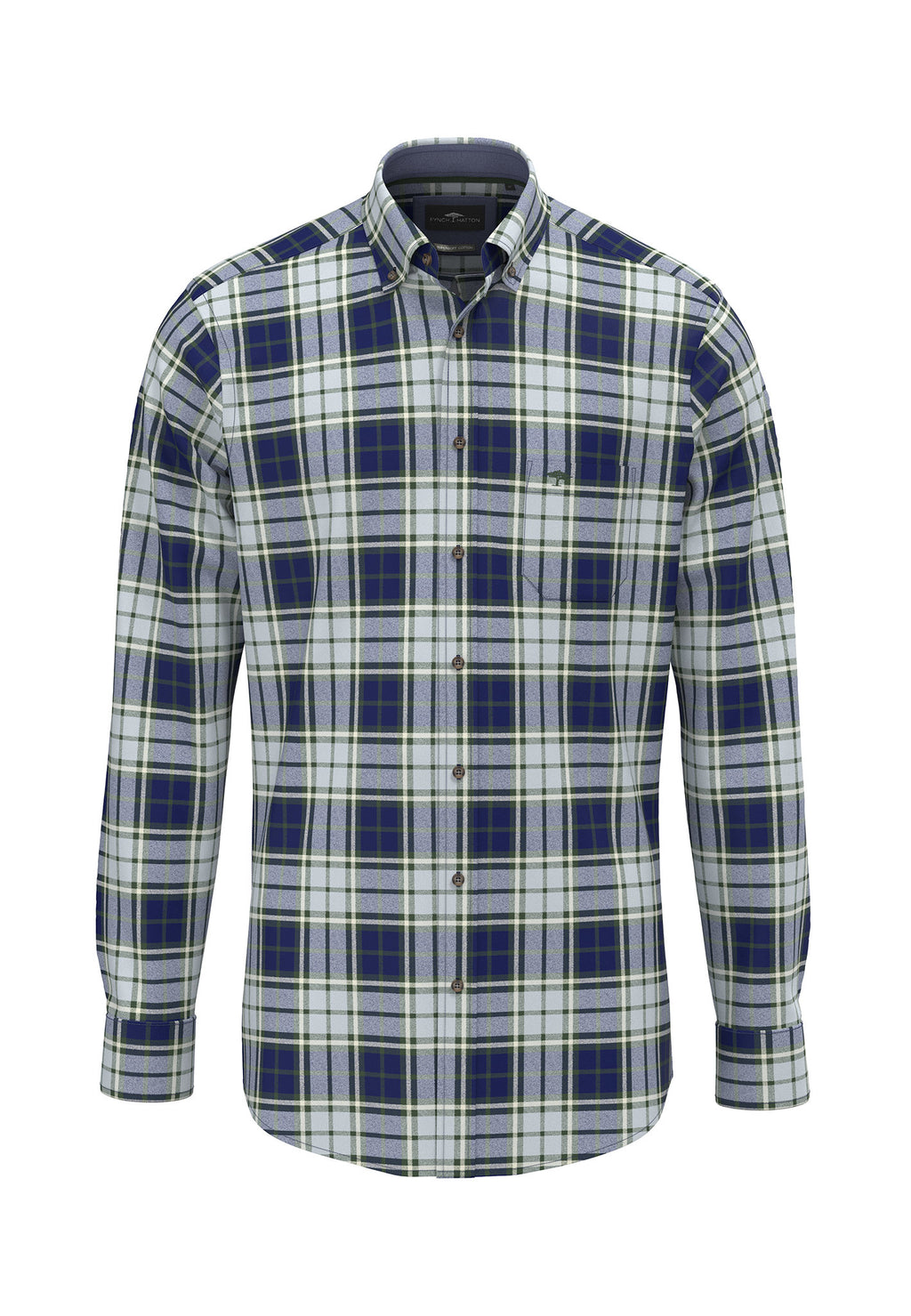 Fynch-Hatton Large Check Shirt in Dark Leaf – front view