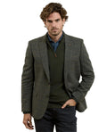 Magee Ennis Blazer in Moss Green & Brown Windowpane – front view