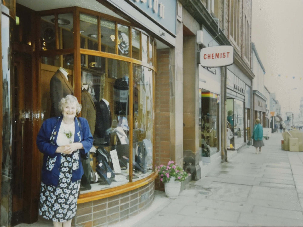 A teacher by training, Rena Livingston ran a nursery school in Castle Douglas for 15 years after raising her family. In 1972 Rena and George opened a complementary womenswear shop at 69 King Street in the unit next to the menswear shop.