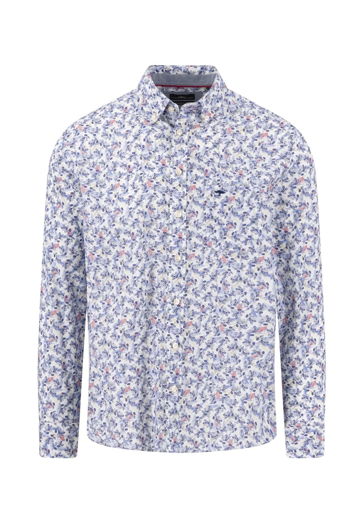 Fynch-Hatton Patterned Button-Down Shirt in Ink Blue - front view