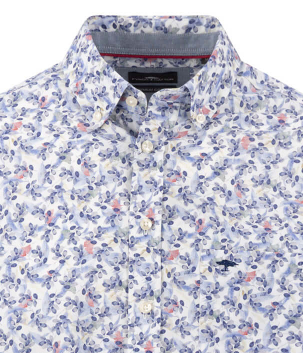 Fynch-Hatton Patterned Button-Down Shirt in Ink Blue - product view