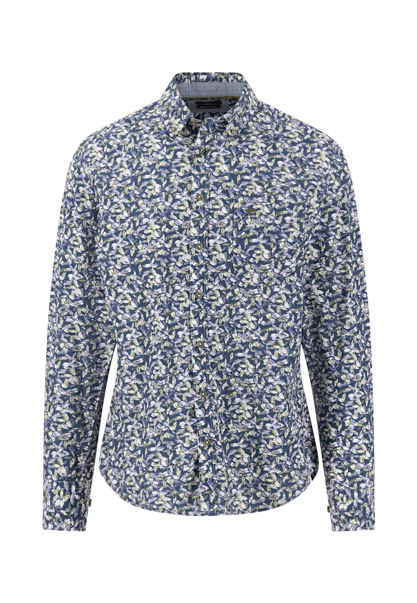 Fynch-Hatton Patterned Button-Down Shirt in Moss - front view