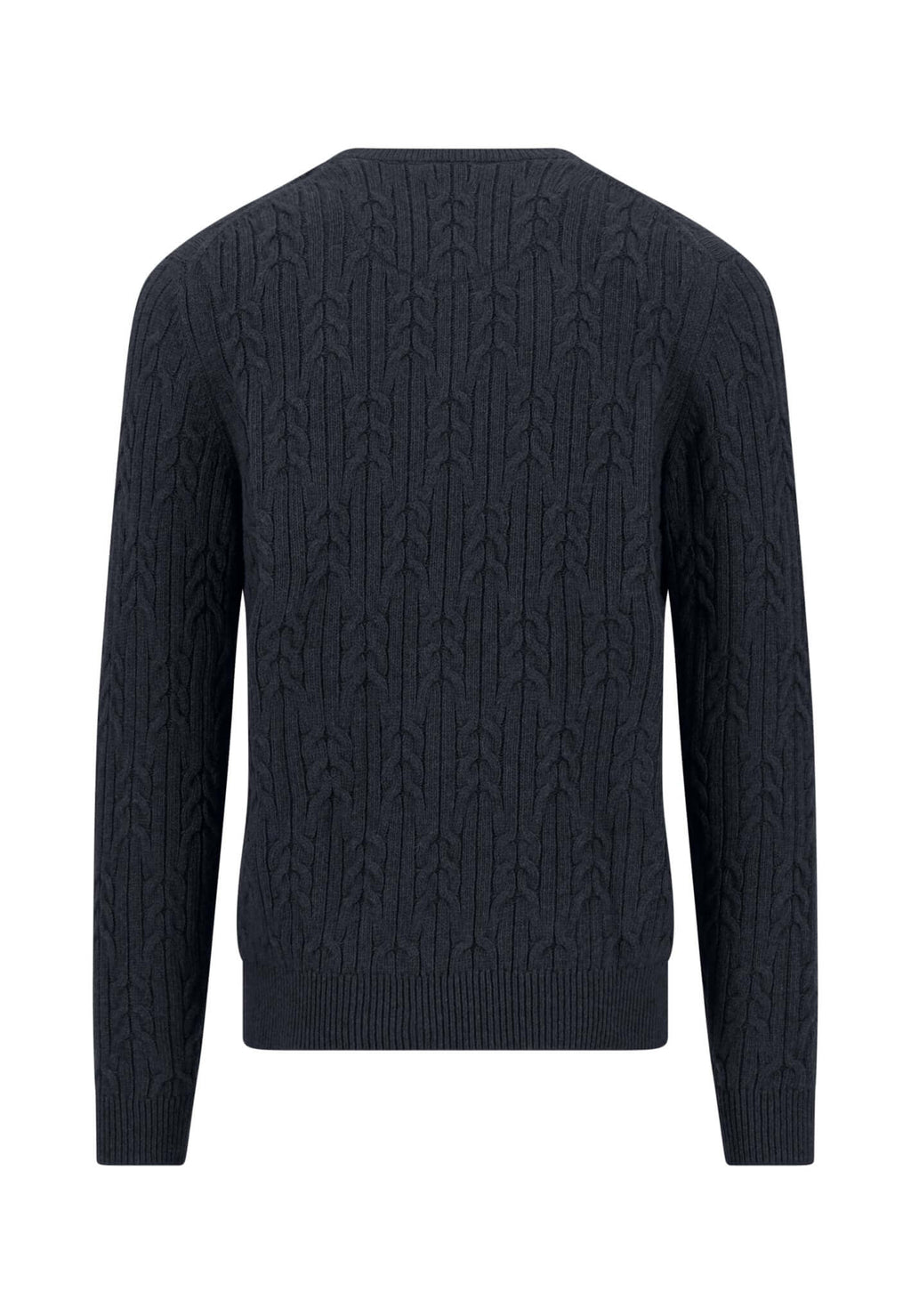 Fynch-Hatton Soft Knit Cable Crew Neck Jumper in Navy - detail view
