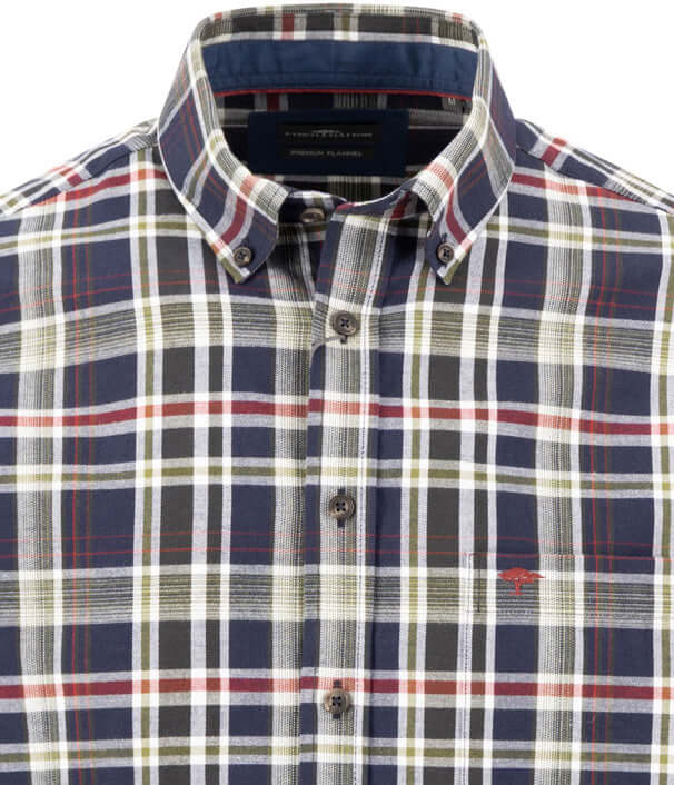 Fynch-Hatton Colourful Flannel Check Button-Down Shirt - 16105510-748 image 3