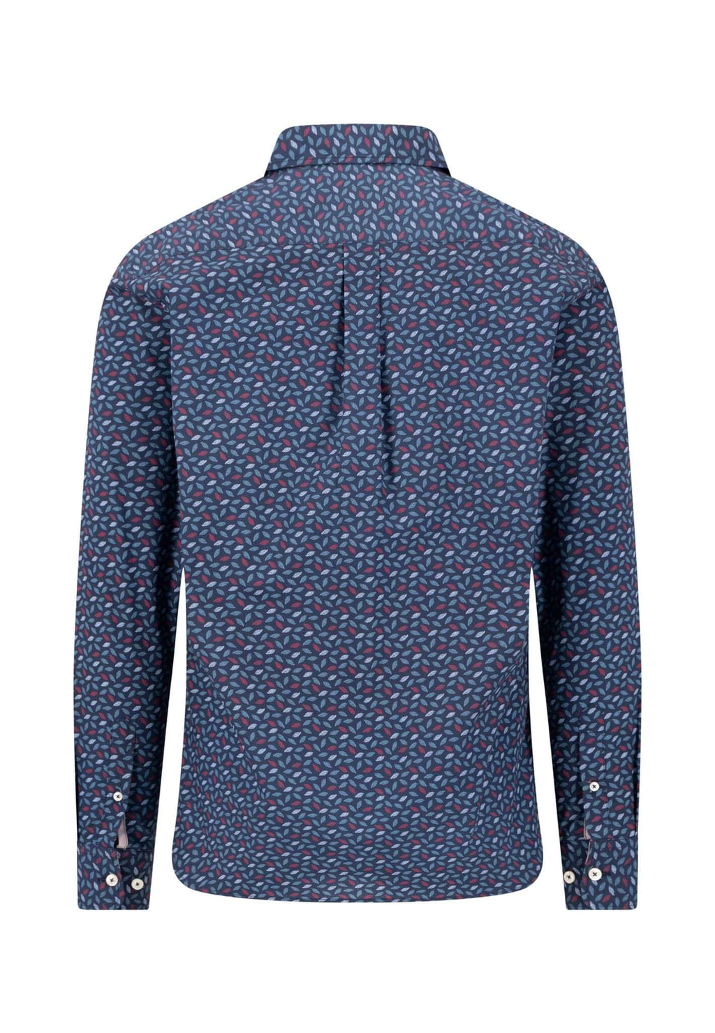 Fynch-Hatton Winter Leaf Print Button-Down Shirt in Brick - detail view