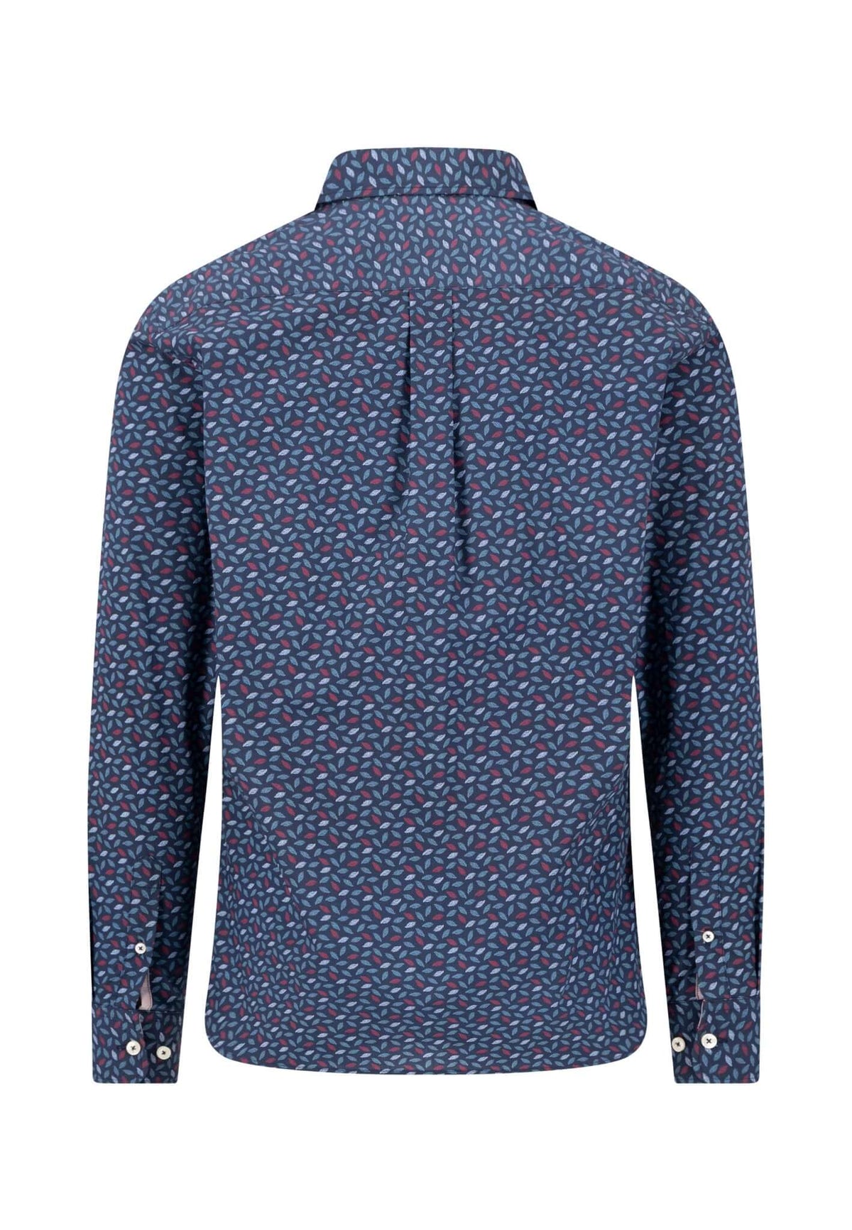 Fynch-Hatton Winter Leaf Print Button-Down Shirt in Brick - detail view