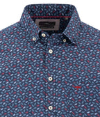 Fynch-Hatton Winter Leaf Print Button-Down Shirt in Brick - model view