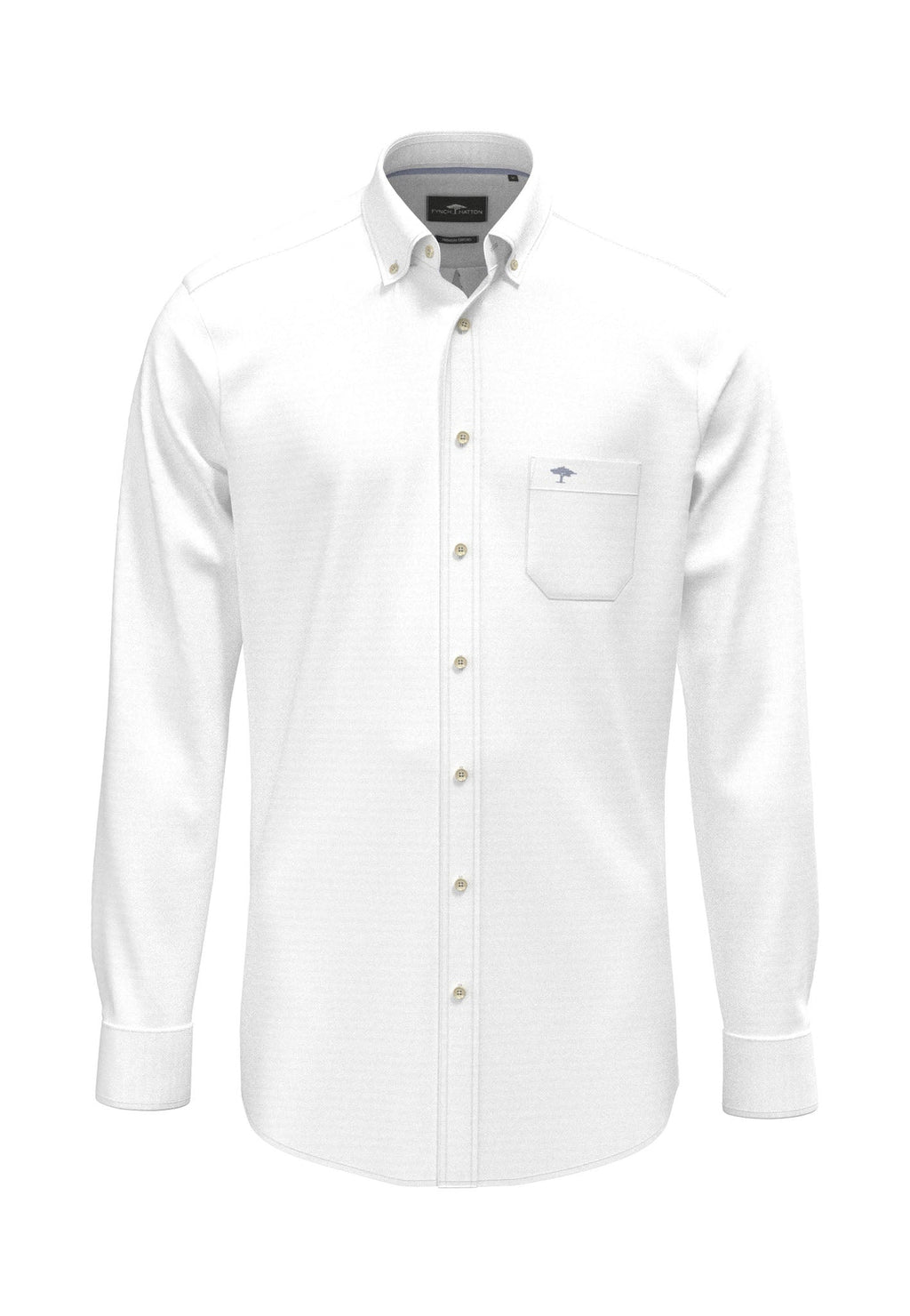 Fynch-Hatton Oxford Button-Down Shirt in White – front view
