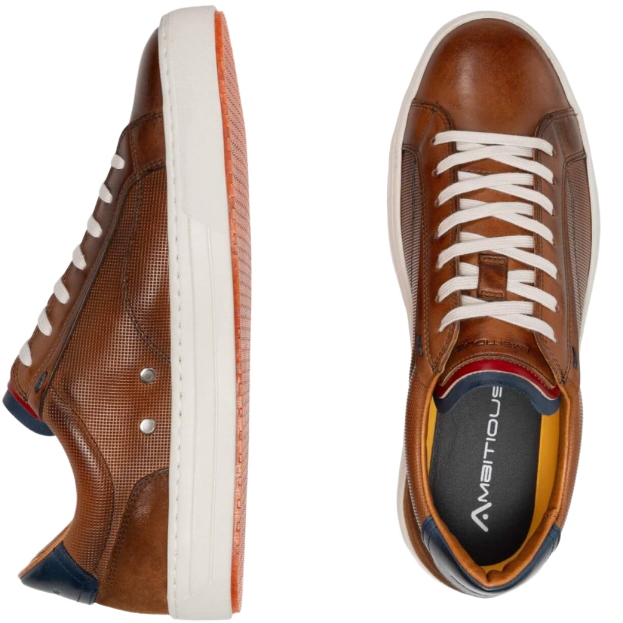 Ambitious Anopolis leather trainers in Camel, product view three