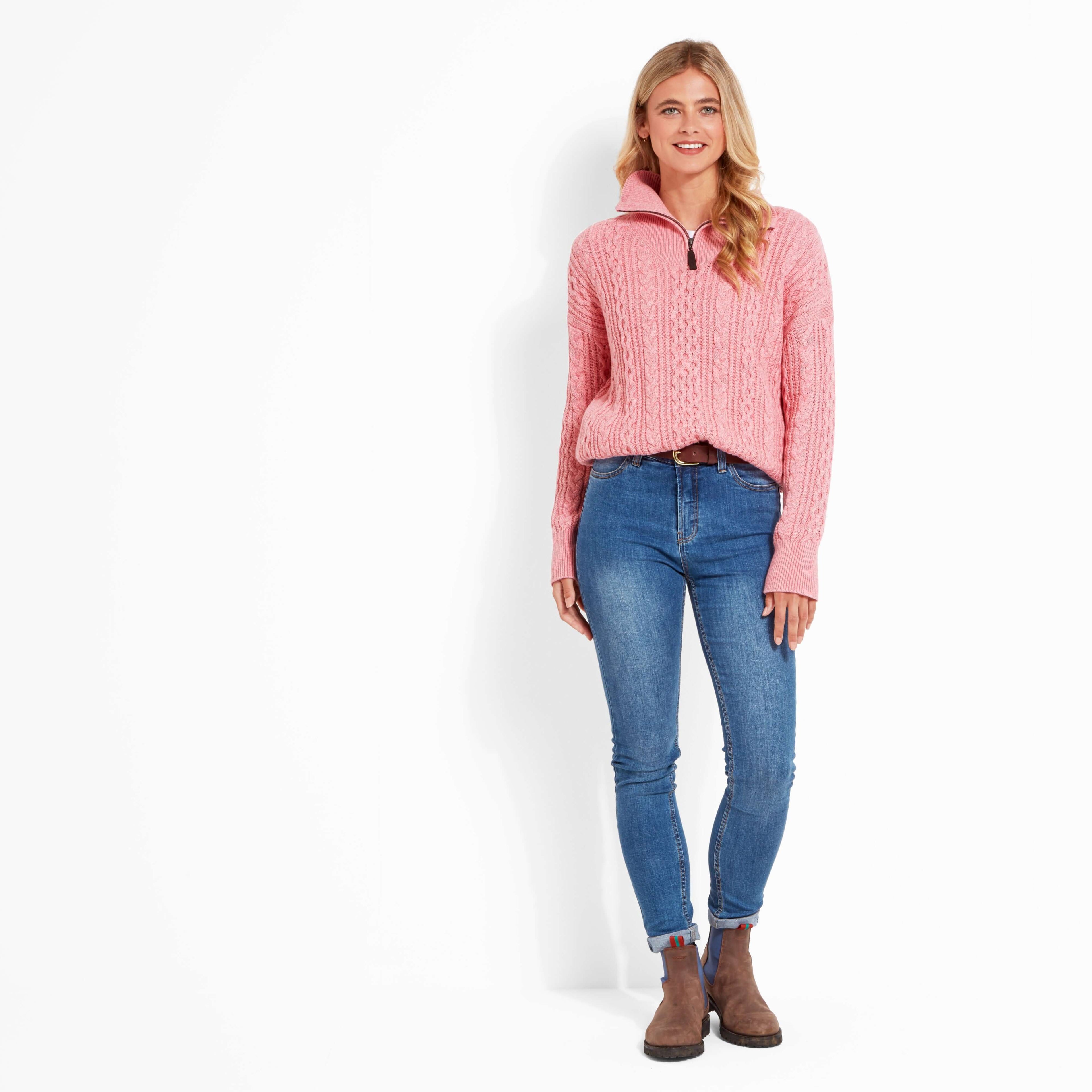 Schoffel - Settle 1/4 Zip Jumper - Colour: Dusky Pink