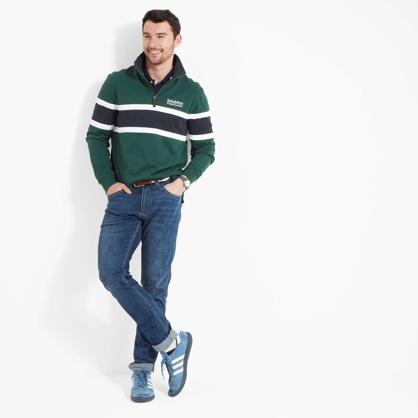 Schoffel - Exmouth Heritage Sweat Shirt - Colour: Pine / Navy