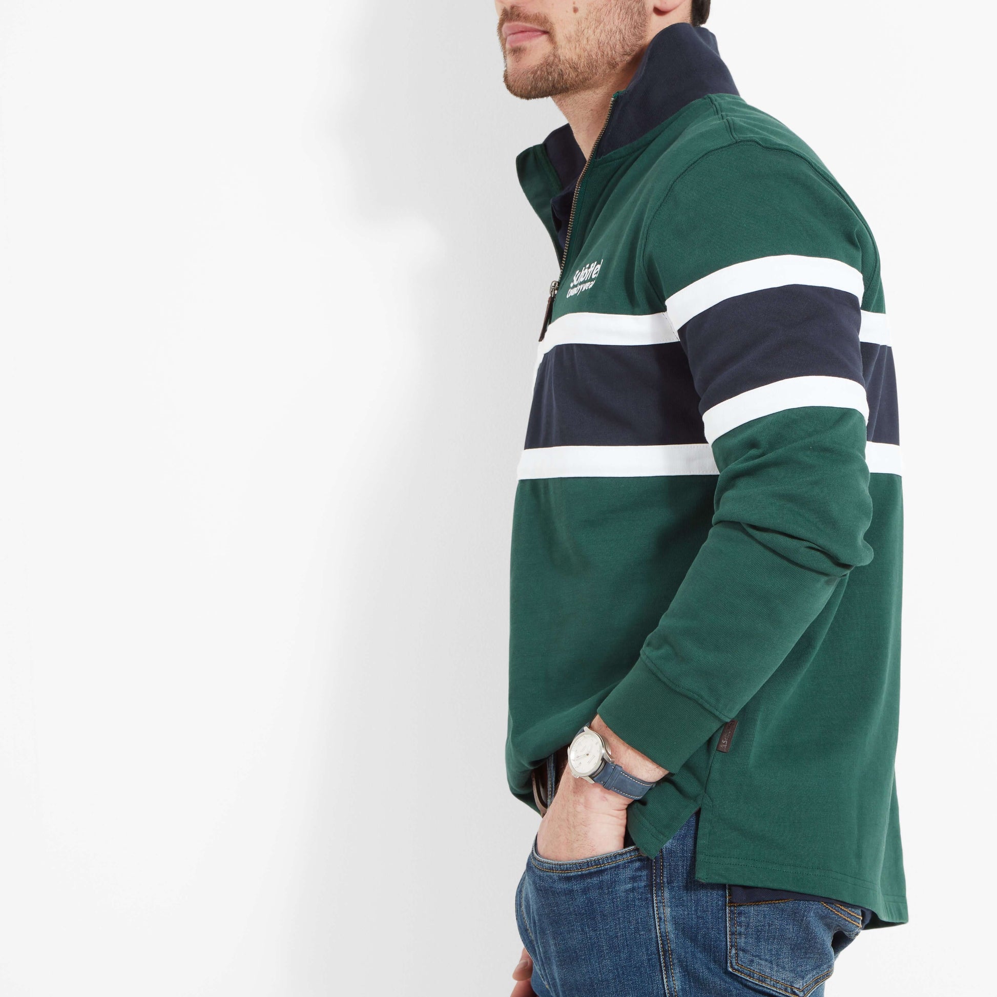 Schoffel - Exmouth Heritage Sweat Shirt - Colour: Pine / Navy