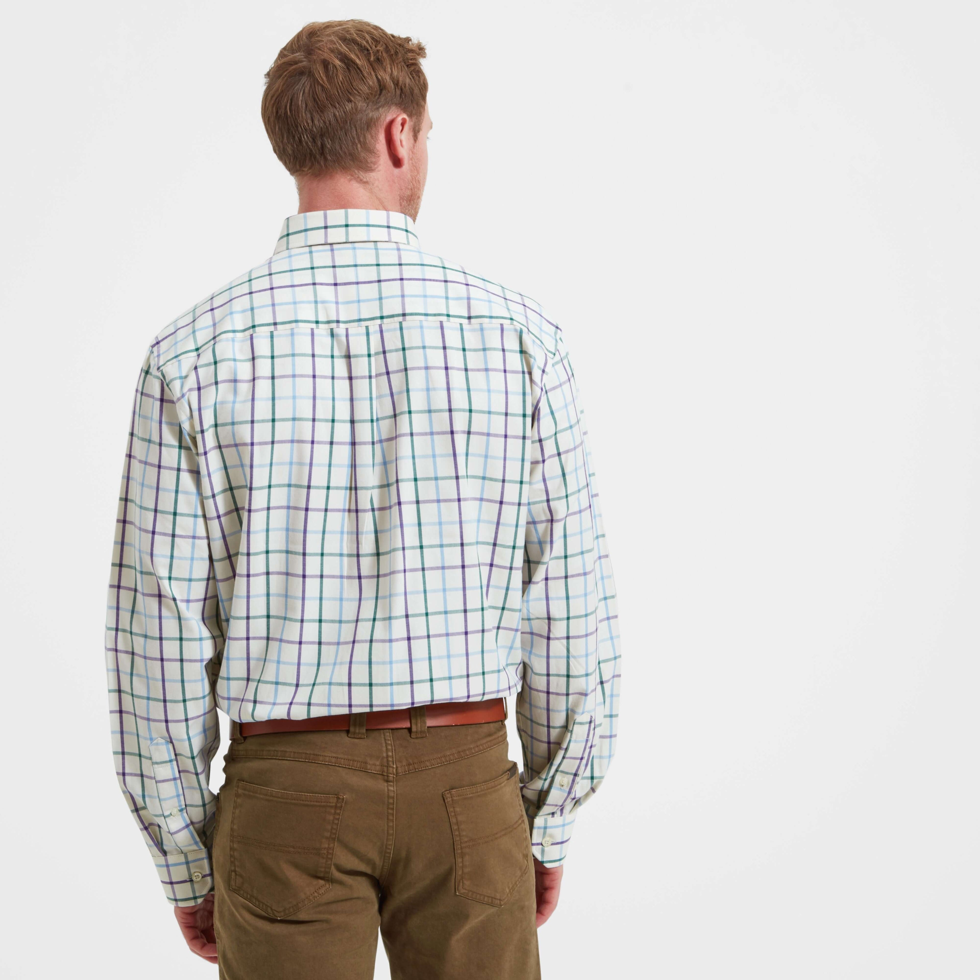 Schöffel Brancaster purple, green and blue check shirt, detail view one