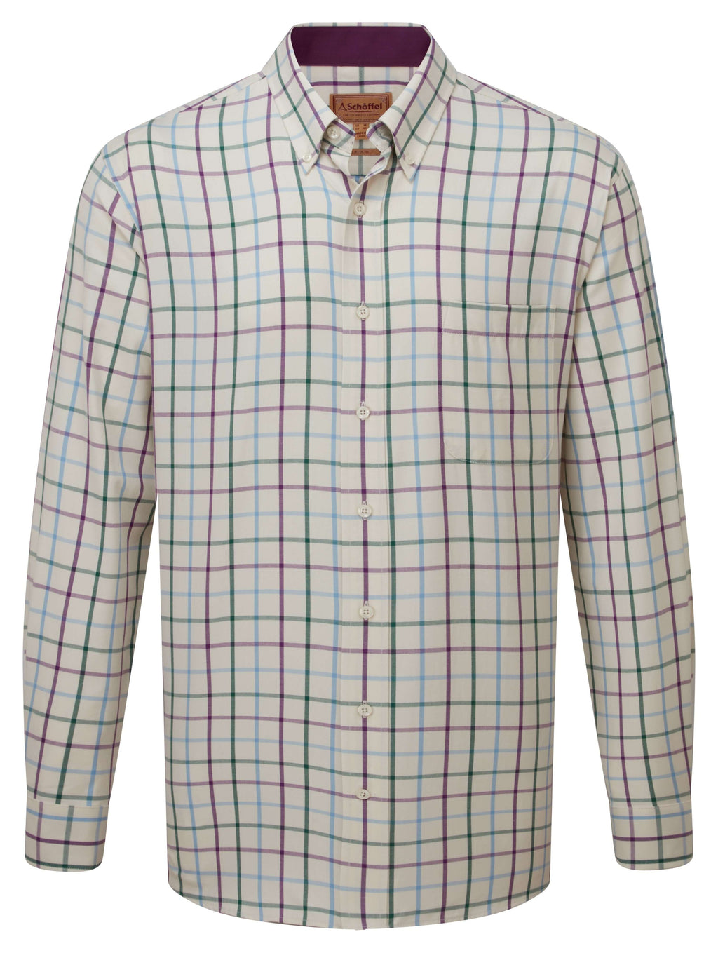 Schöffel Brancaster shirt in purple, green and blue check, alternate view