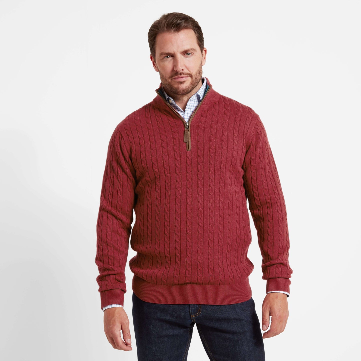 Schoffel - Cotton Cashmere Cable 1/4 Zip - Colour: Chilli