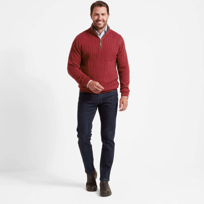 Schoffel - Cotton Cashmere Cable 1/4 Zip - Colour: Chilli