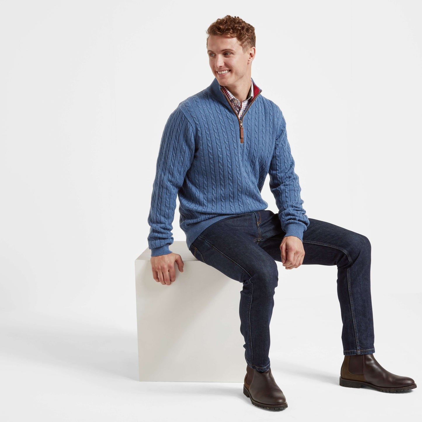 Schoffel - Cotton Cashmere Cable 1/4 Zip - Colour: Chilli