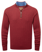 Schoffel - Cotton Cashmere Cable 1/4 Zip - Colour: Chilli